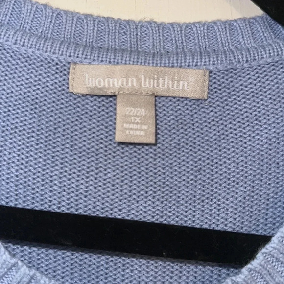 Woman Within WW Light Blue Cable Knit Sweater Top Women’s Plus Size 22/24 1X - Picture 3 of 4